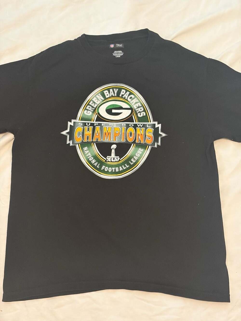 NFL Team Apparel Green Bay Packers Super Bowl XLV Champions Black T-Shirt Large